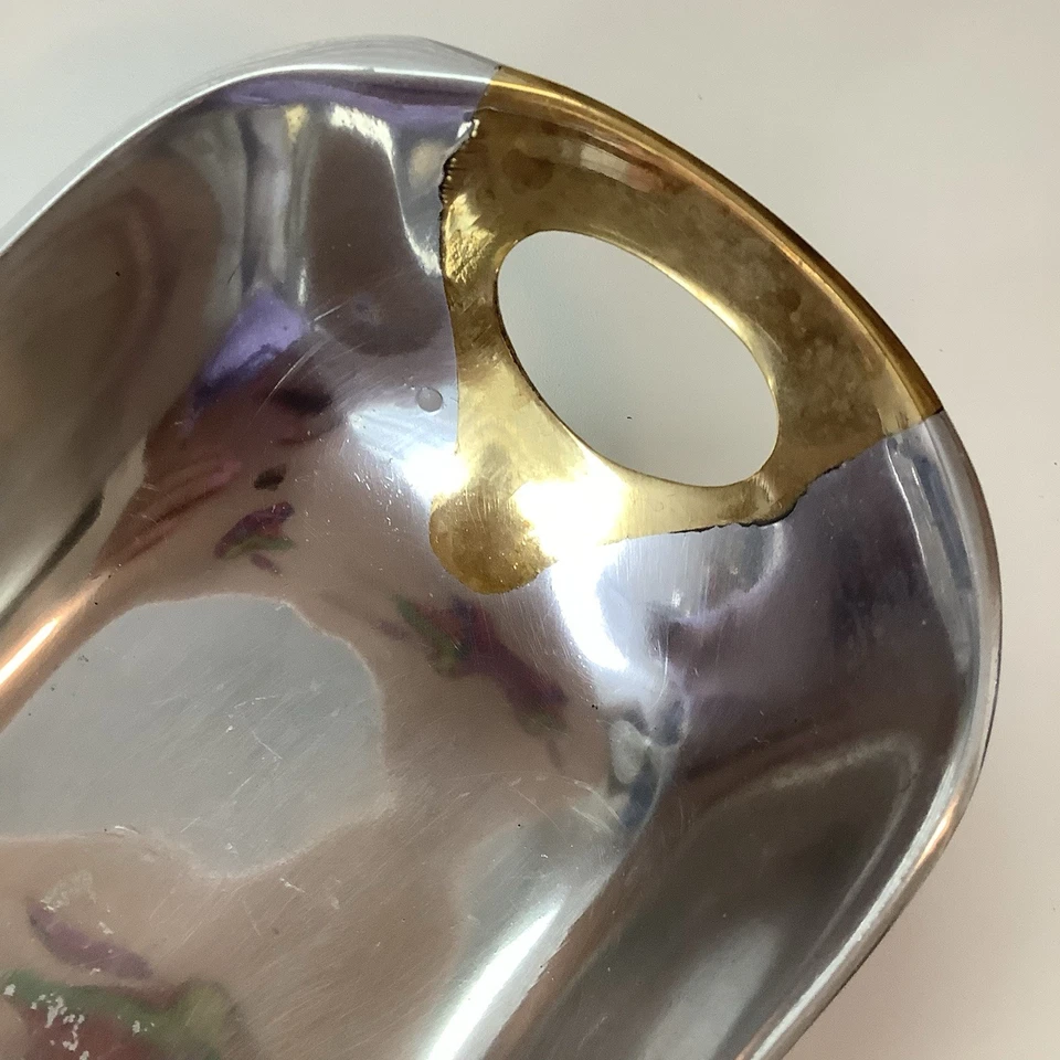Vtg. Brutalist Style Aluminum & Brass Tray By David Marshall The Palm Restaurant - Image 2 of 4