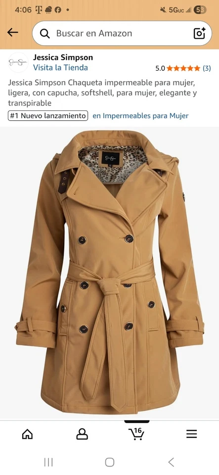 Jessica Simpson Chaqueta Impermeable para Mujer Foto 2 de 4