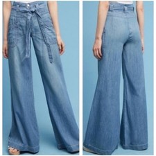 Anthropologie Pilcro Women  s Sz 30 High Rise Wide Leg Tie Waist Jeans Denim