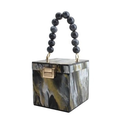 Marble Brown Lucite Box Handbag