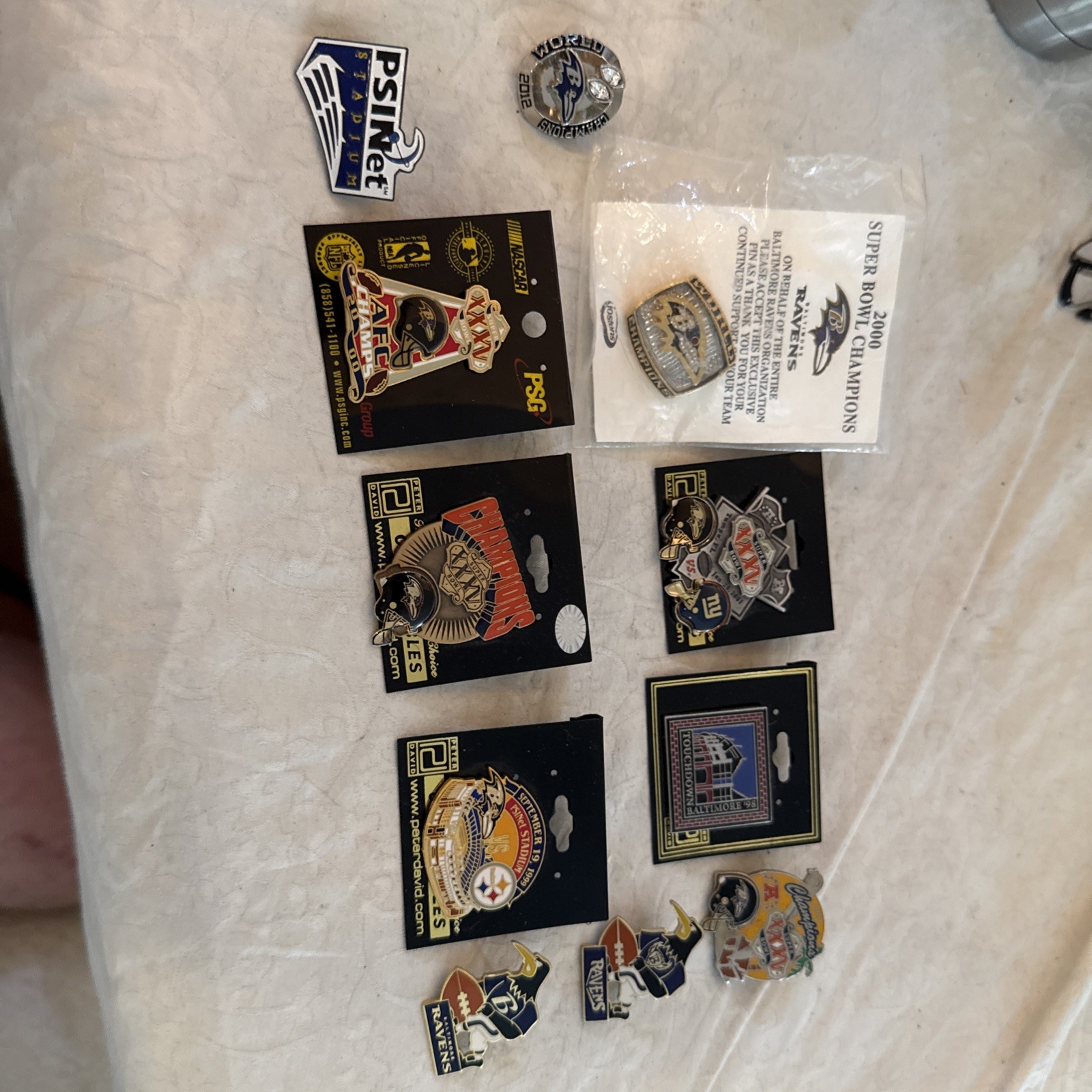 LOT OF 11 Super Bowl Lapel Hat Pin Baltimore Ravens World Champions+ VINTAGE PIN