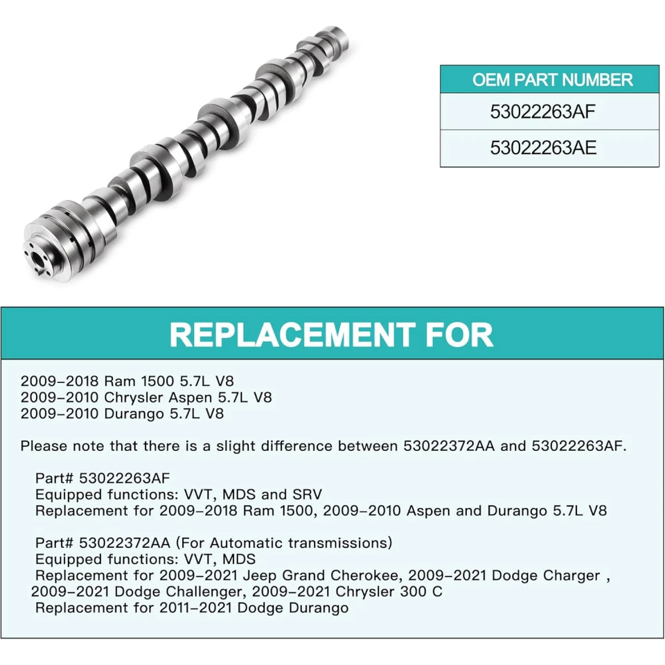 MDS Lifters + Camshaft Kit Replacement for 2009-2019 Dodge Ram 1500 5.7L V8 HEMI Foto 2 de 4