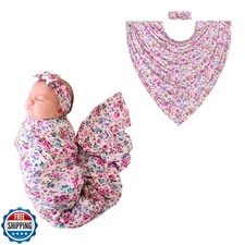 Posh Peanut Soft Baby Swaddle and Headband Set – Viscose from Bam