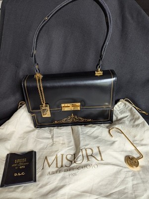 Misuri Kelly Black Bag with Gold accent and Red Lining