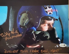 Whip Hubley signed 8x10 photo Hollywood Top Gun Gutsiest Move I Ever Saw Mav JSA