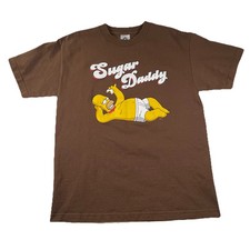 Y2K The Simpsons Shirt M Homer Sugar Daddy Donut Graphic 2006 Fox Cartoon Brown