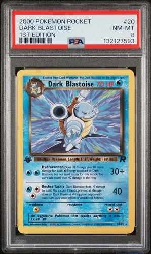 2000 Pokemon 1st Edition Rocket Dark Blastoise Graded Slab PSA 8 #20/82