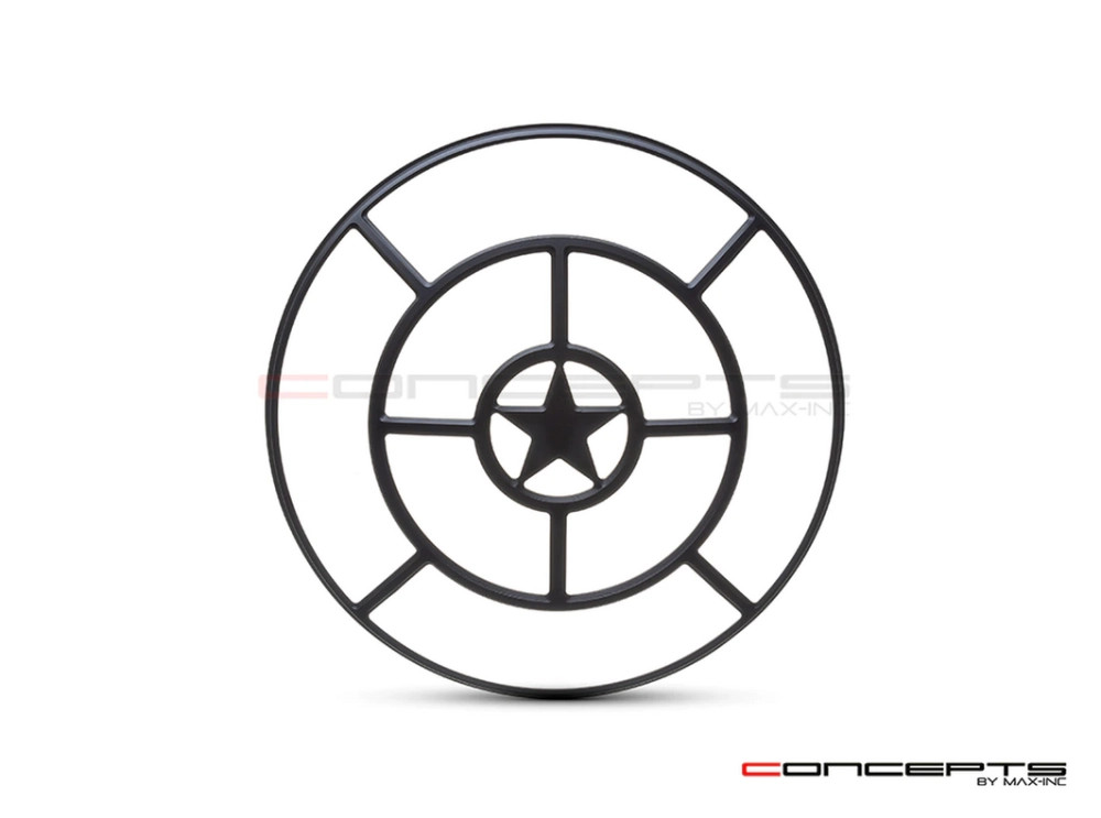 Grille de phare 7" en aluminium CNC Star Grill noir mat pour moto custom