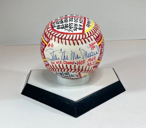 Stan Musial Signed ONL Baseball, VCBC SuperStats, Hand Painted, JSA, HOF