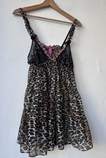 Betsey Johnson Intimates Rare Cheetah Mesh Babydoll Night Dress SIZE SMALL