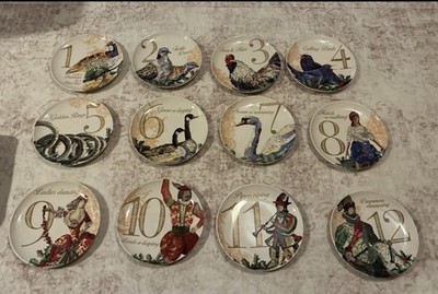RARE Creative Co-op Plates - Twelve Days Of Christmas Set Of 12