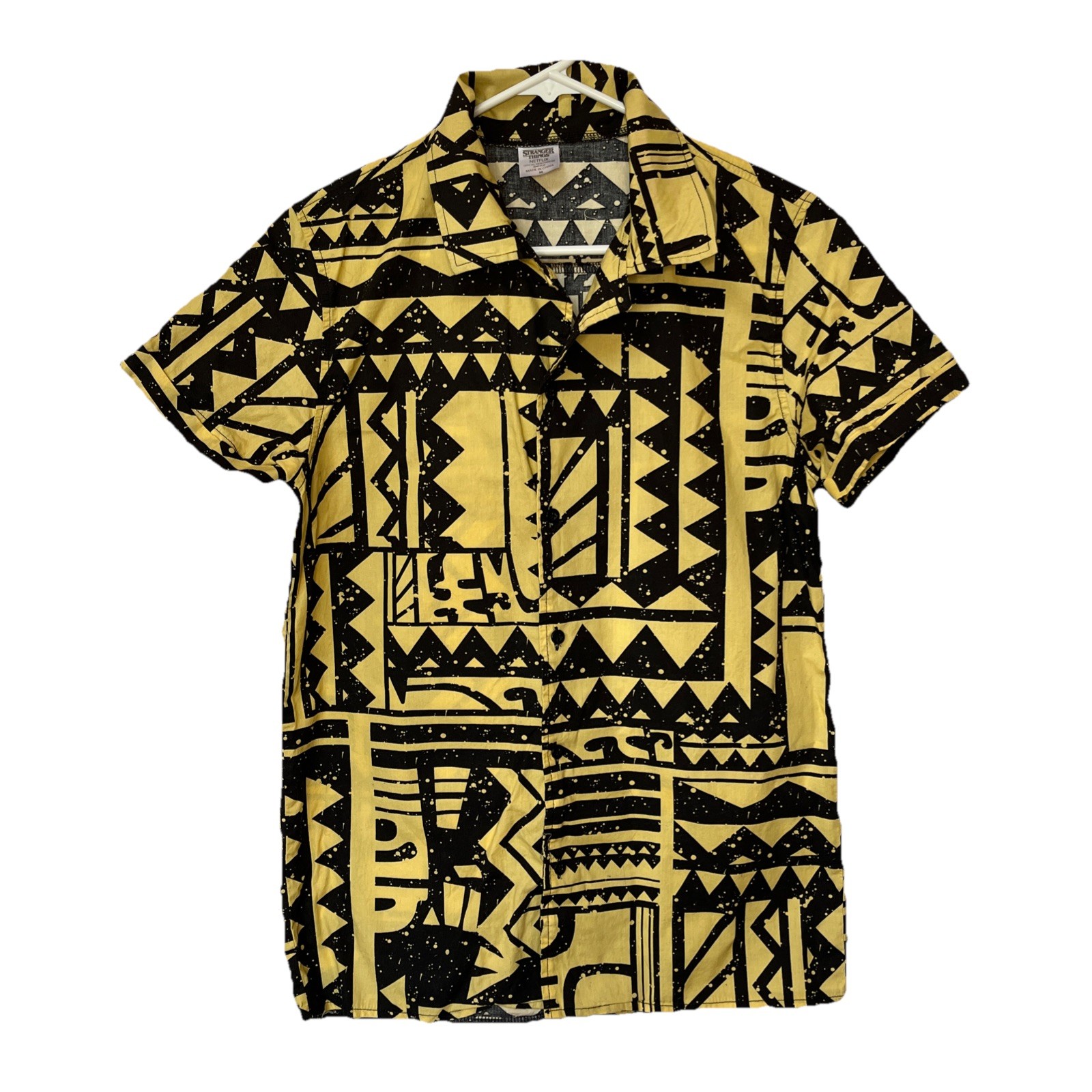 Stranger Things Shirt Button Down Medium Yellow A… - image 1