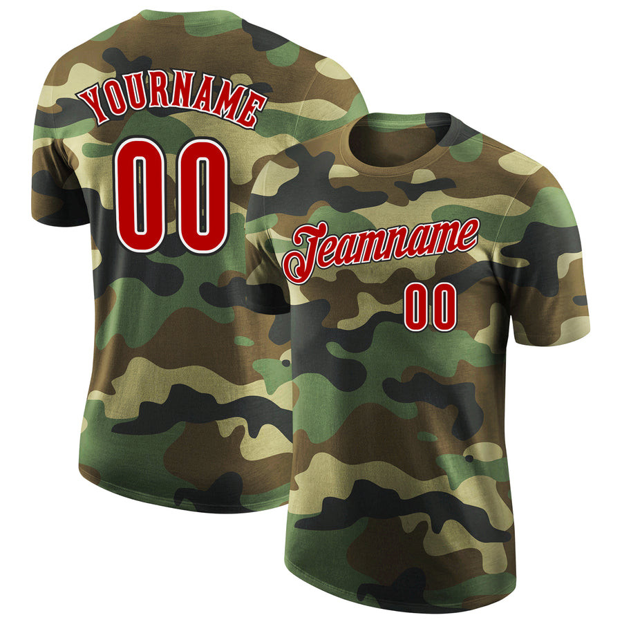 Custom Camo Red-Black Salute To Service Performance Tee