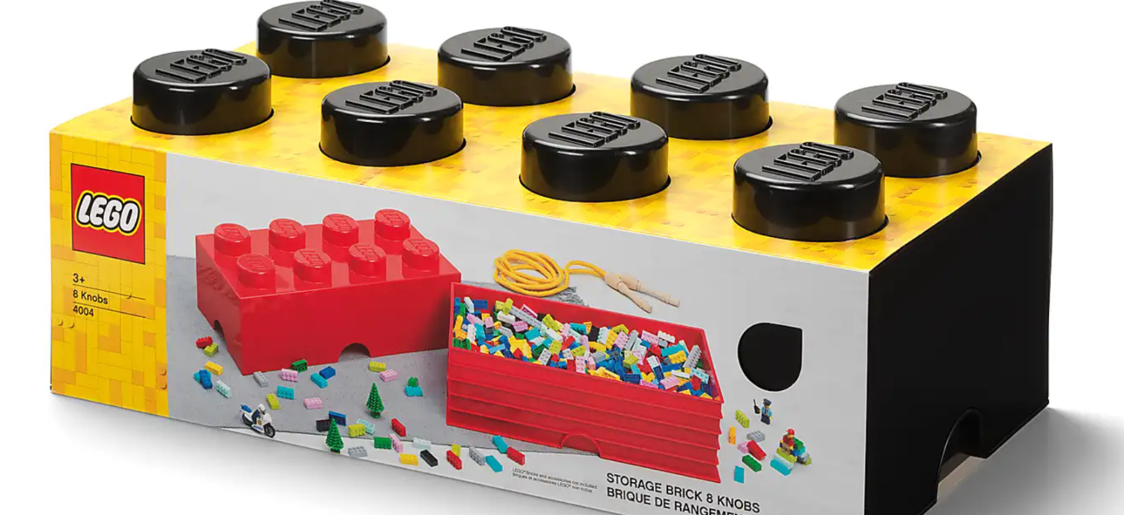 Lego Storage Brick 8 Knobs - Black, New