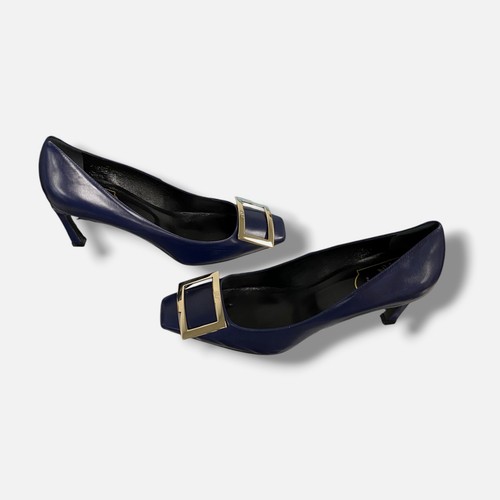Roger Vivier Women's Blue Leather Belle Vivier Trompette Pumps Heels Size 38.5