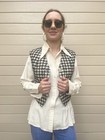 <!--F#f_0-->Vintage 60s Kuo Fong black & white herringbone wool blend vest. Size S.<!--F/-->