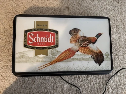 Vintage Schmidt Beer Brewery Pheasant Wall Lighted Sign Works Great!
