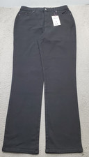 Gloria Vanderbilt Amanda Jeans Women 12 Black Denim Slimming Straight Leg Grunge