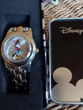 DISNEY Accutime Watch Minnie Mouse Blue Skirt w/Date "MN2006" Stainless Steel