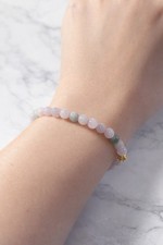 Natural Jade Bead Bracelet – 6mm Lavender Jade with Sterling Silver Accent