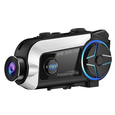 BT Fodsports FX30C Pro Motorcycle Intercom Bluetooth 5.4 Helmet Headset 1080P FM