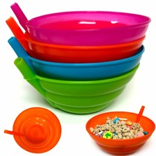 12 Breakfast Cereal Bowls with Straws Kids BPA Free Soup Toddler Built-in Straw