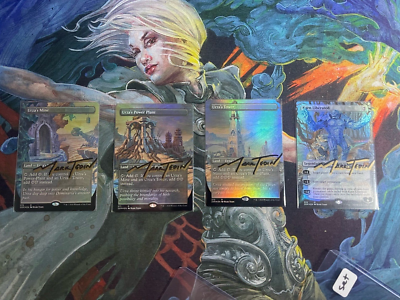 MTG ウルザランド3枚セット ダブルマスターズ 拡張アート foil FOIL Urza Lands and Karn Double Masters Borderless Shadow Signed