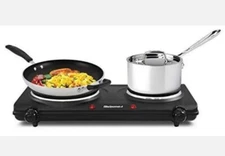 New Elite Gourmet EDB-302BF Maxi-Matic Electric Double Buffet Burner Dual Temp