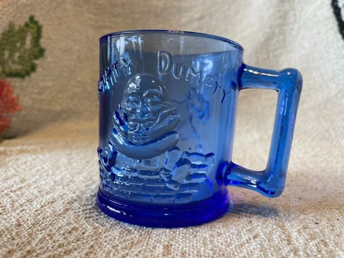Indiana Glass Tiara Humpty Dumpty Children’s Nursery Rhyme Blue Cup 23/74