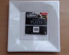 Square 22cm Plastic Plates Party Wedding Event BBQ Buffet White Cheap