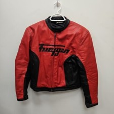 Furygan Motorcycle Biker Red Leather Short Jacket Shoulder Elbow Armour Large