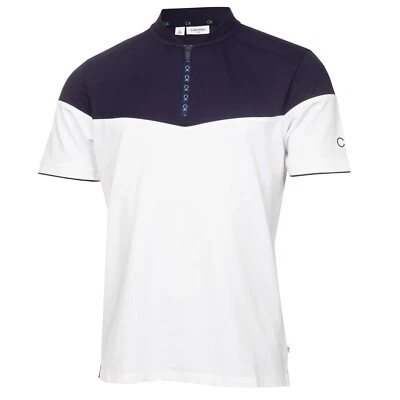 Calvin Klein Golf Herren Cypress Poloshirt, Farbe: White-Navy