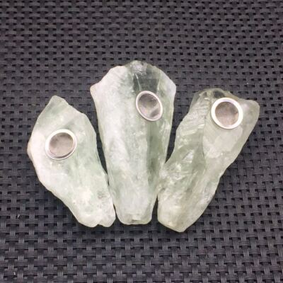 crystal tobacco Natural Green Crystal Quartz Raw Smoking Pipes Specimen Healing Tobacco  Pipe 1Pc