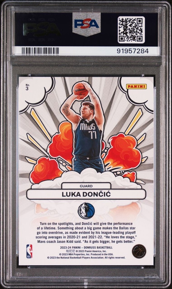 2023 DONRUSS LUKA DONCIC BOMB SQUAD INSERT MAVERICKS #3 - PSA 10
