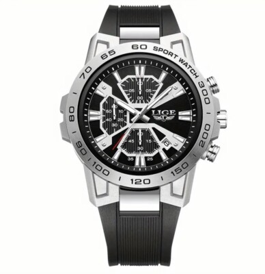 Sportliche Chronograph Armbanduhr Herren von LIGE, Silikon Armband, wasserdicht