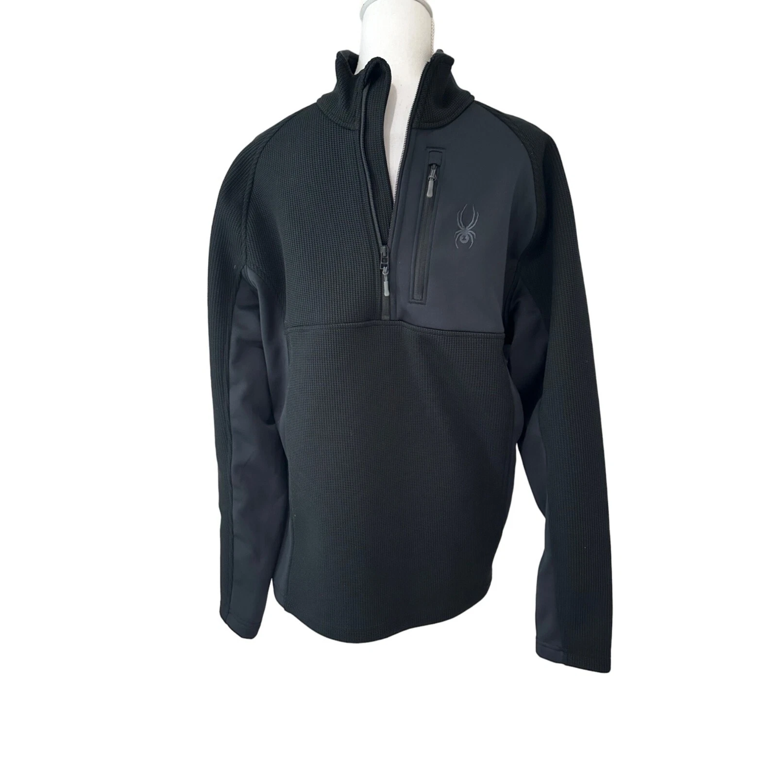 Spyder Men’s 1/2 Zip Black Gait Fleece Lined Jacket Size Large EUC