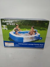 SUMMER WAVES Transparent Lounge Family Swimming Pool Inflatable 79" x 59" x 18"