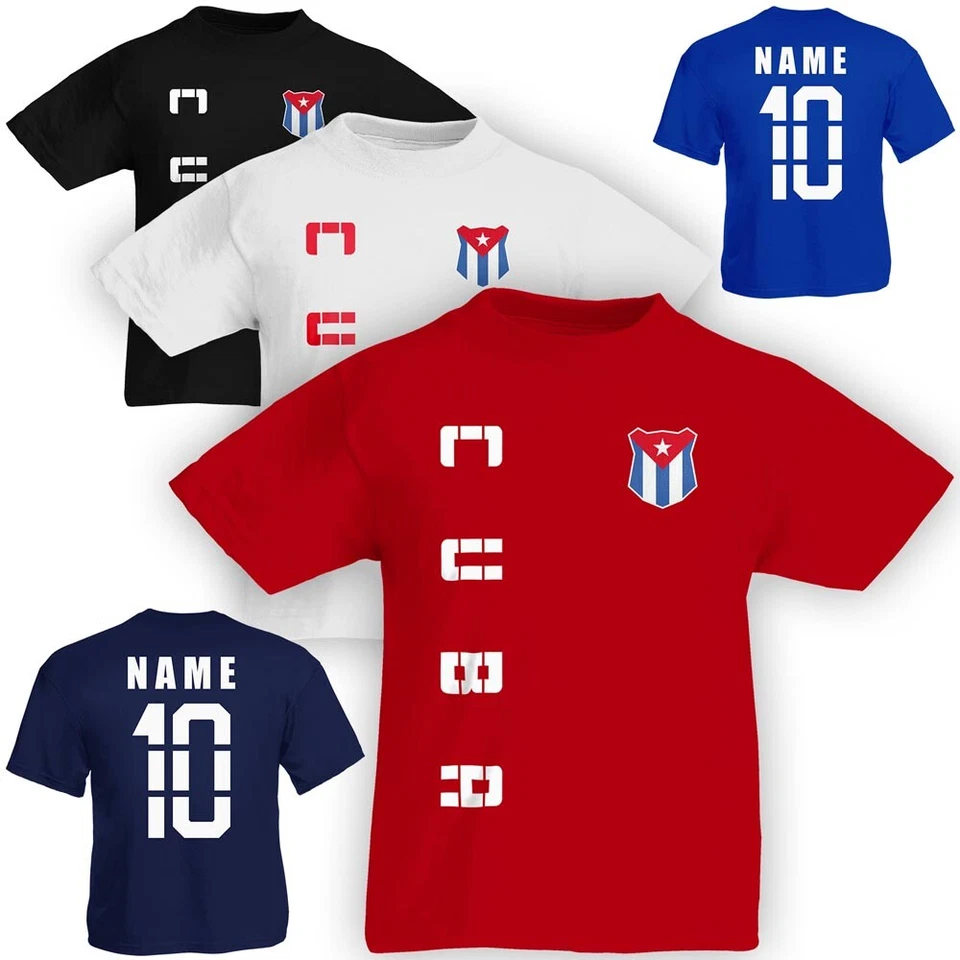 Kinder T-Shirt Trikot Kuba Cuba inkl. Name & Nummer S M L XL XXL Fussball Team N - Bild 1 von 1