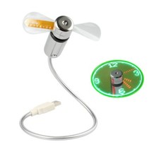 Flexible USB LED Clock Fan Gooseneck Display Time Fans for Laptop PC or Computer