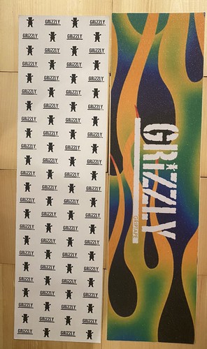 Grizzly 9" x 33" Pro quality bubble free Multicolor flame Skateboard Grip Tape