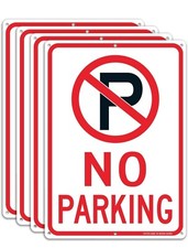 No Parking Sign With Symbol Sign 4 PACK , 14 x 10 Inches Reflective .40 Rust Fr