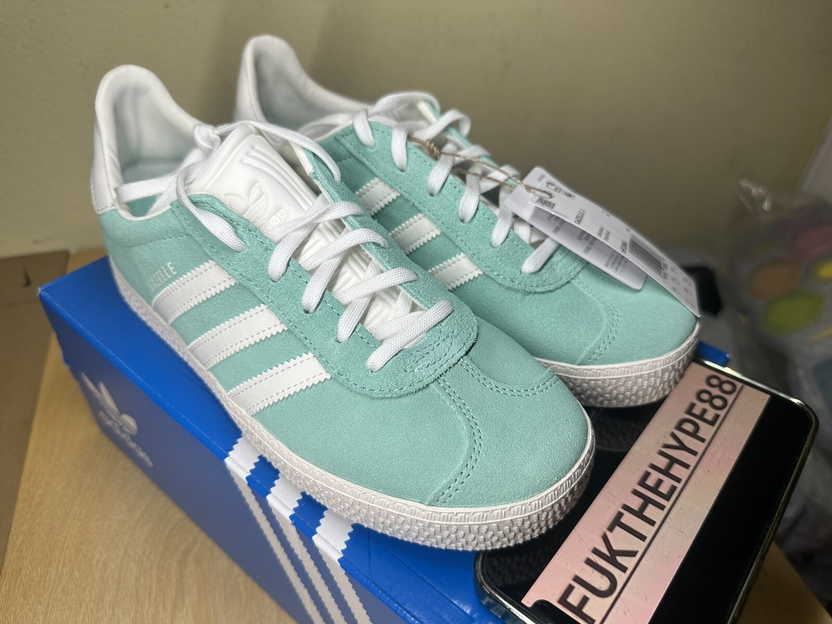 adidas Gazelle Shoes - Kids - Easy Green / White / Silver Green - 6