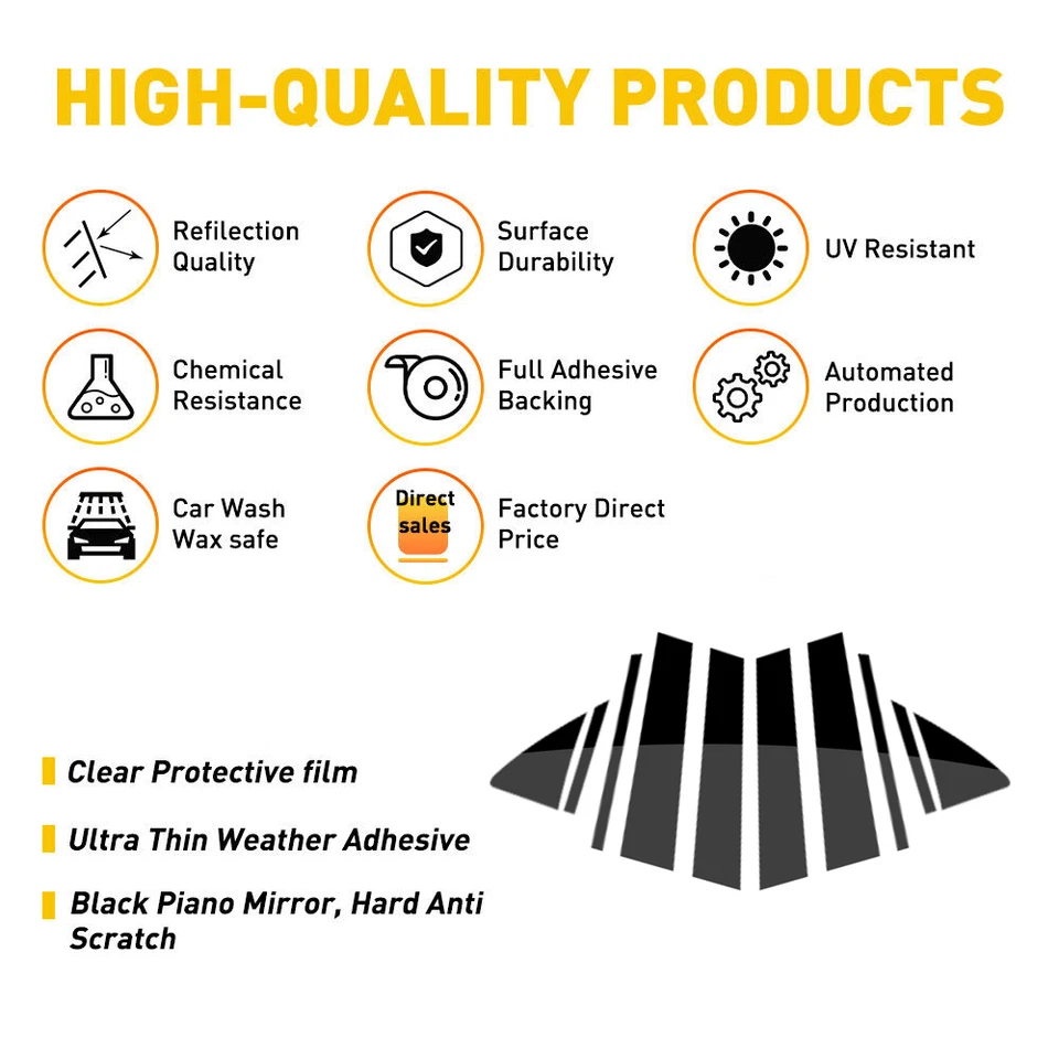 For 2025-26 Toyota Camry 10PCS Gloss Black Pillar Post Window Door Trims Covers Foto 3 de 4