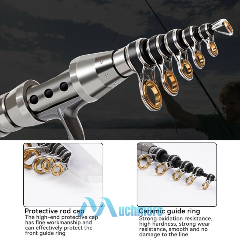 ZORBES Portable Carbon Fiber Telescopic Spinning Fishing Rod Set 1.8m with Reel & Lure Kit