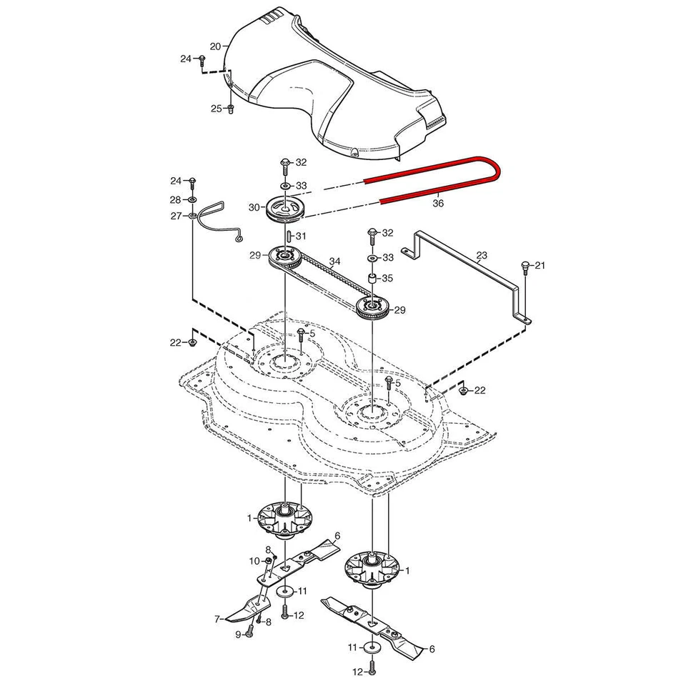Cinturón motor a cubierta se adapta a Castelgarden CUBIERTA 85 C PARA XM Pn 9585-0154-01 Foto 2 de 2