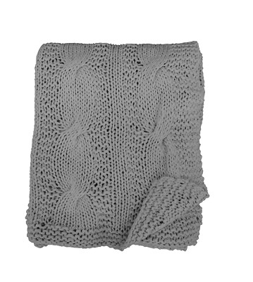 Krasilnikoff: Blanket Knitted Zinc Grey, 130 x 180 cm, Decke, grob gestrickt