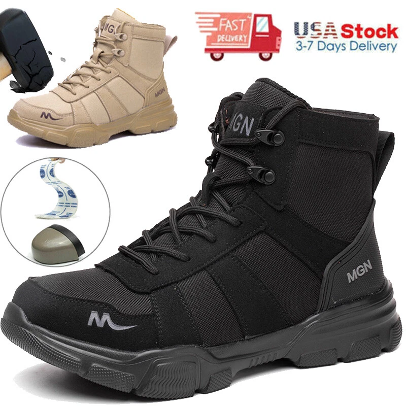 Mens High Top Sneakers Indestructible Steel Toe Work Comfortable Hiking Sneakers
