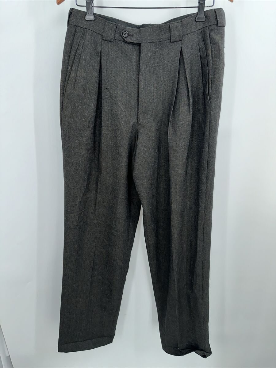 Giorgio Armani Wool Pleated Front Straight Leg Pants Gray 38 Giorgio Armani Wool Pleated Front Straight Leg Pants Gray 38