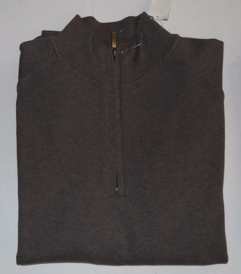 Men's Sweater Shirt Top Signature Kirkland Half Zip Brown Green Black New M - Image 2 of 4