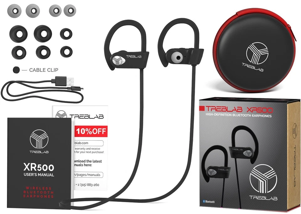 TREBLAB XR500 Wireless Sport Earbuds with Mic, IPX7 Waterproof, Noise Pack of 2 - Image 3 of 4